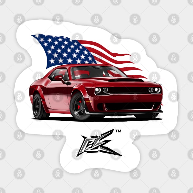 dodge challenger hellcat red Sticker by naquash